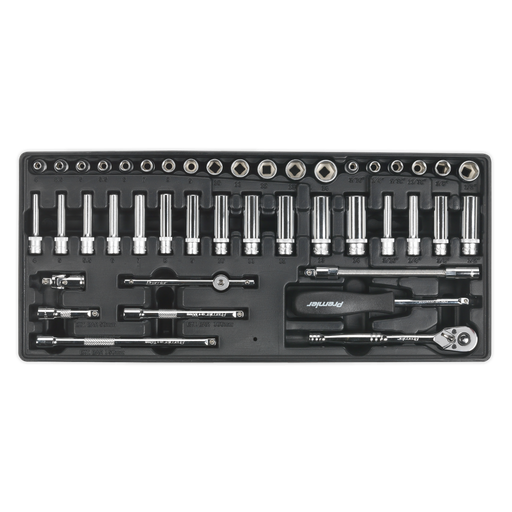 [TBT19] Sealey Premier Socket Set with Tool Tray 1/4"Sq Drive 43pc