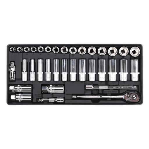 [TBT20] Sealey Premier Socket Set with Tool Tray 3/8"Sq Drive 35pc