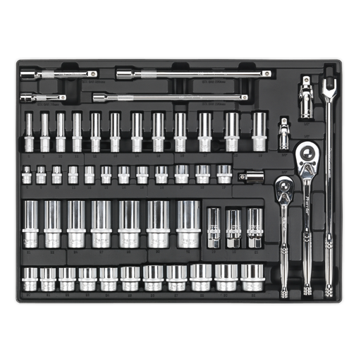 [TBT31] Sealey Premier Socket Set with Tool Tray 3/8" & 1/2"Sq Drive 55pc