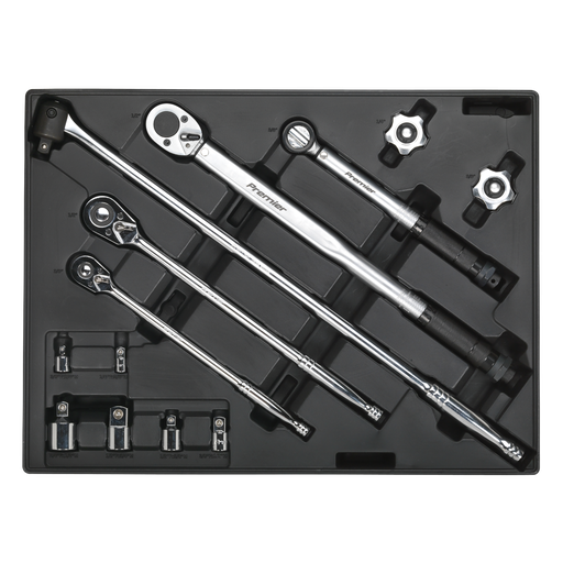 [TBT32] Sealey Premier Ratchet, Torque Wrench, Breaker Bar & Socket Adaptor Set with Tool Tray 13pc