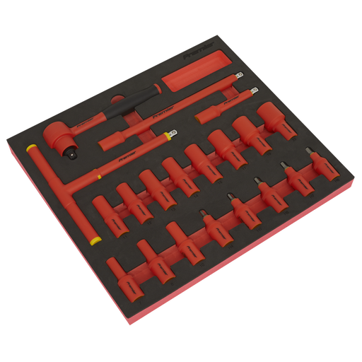 [TBTE02] Premier Insulated Socket Set with Tool Tray 3/8"Sq Drive 20pc - VDE Approved