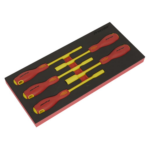 [TBTE08] Sealey Premier Insulated Nut Driver Set with Tool Tray 5pc - VDE Approved