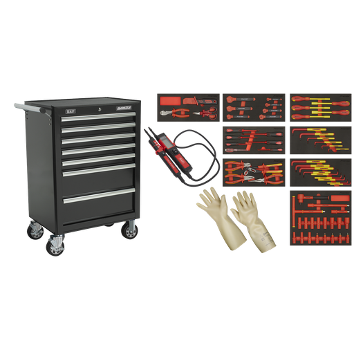 [TBTECOMBO2] Sealey Insulated Tool Kit with 7 Drawer Rollcab 63pc