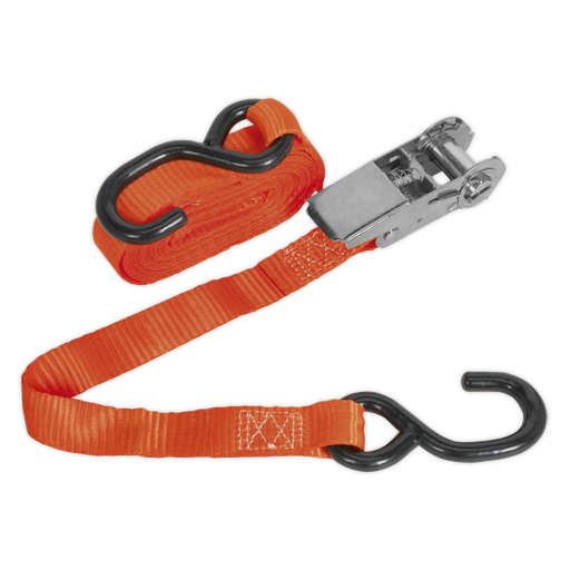 [TD0845S] Sealey Ratchet Strap Polyester Webbing with S-Hook 25mm x 4.5m 8