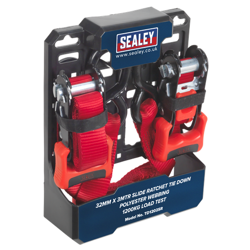 [TD1202SR] Slide Ratchet Strap Polyester Webbing with S-Hooks 32mm x 3m 1200kg Breaking Strength