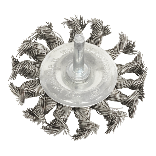 [TKFBS75] Sealey 75mm Twist Knot Flat Wire Wheel with 6mm Shaft
