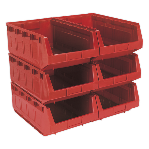 [TPS56R] Sealey Plastic Storage Bin 310 x 500 x 190mm, Red - Pack of 6