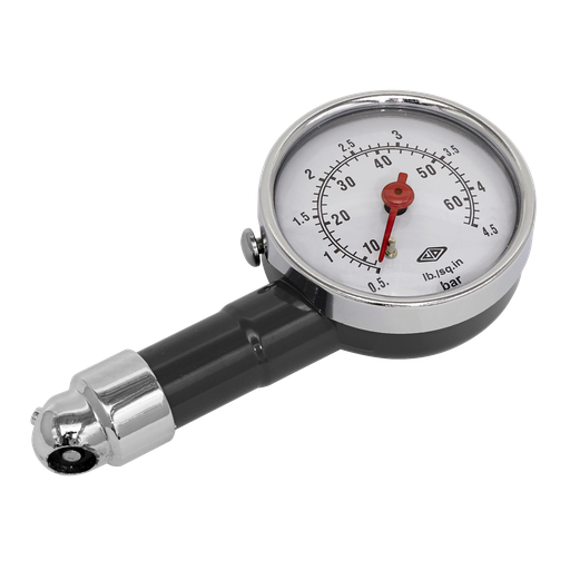 [TST/PG97] Sealey Tyre Pressure Gauge Dial Type 0-4.5bar(0-60psi)