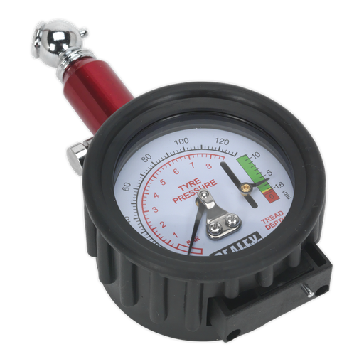 [TSTPDG01] Sealey Tyre Pressure Gauge with Tyre Tread Depth Gauge 0-8bar(0-
