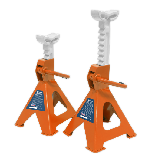 [VS2002OR] Sealey Ratchet Type Axle Stands (Pair) 2 Tonne Capacity per Stan