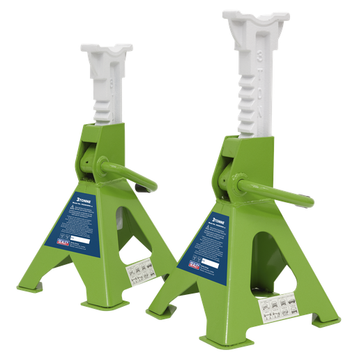 [VS2003HV] Ratchet Type Axle Stands (Pair) 3 Tonne Capacity per Stand - Hi-Vis Green