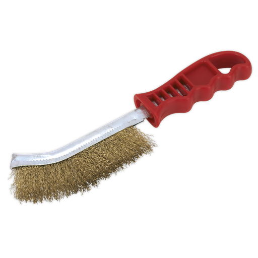 [WB05/R] Wire Brush Brassed Steel Plastic Handle