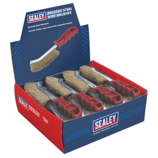 [WB05DB24] Sealey Wire Brush Brassed Steel Plastic Handle - Display Box of 24