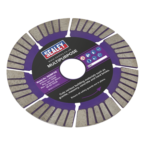 [WDMP115] Sealey Dry/Wet Use Multipurpose Cutting Diamond Blade 115mm