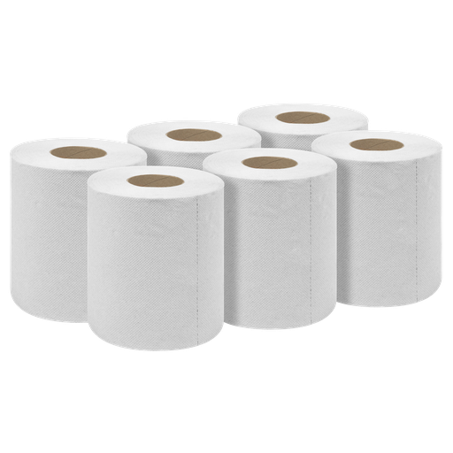 [WHT60] Sealey 2-Ply Embossed White Paper Roll 60m - Pack of 6