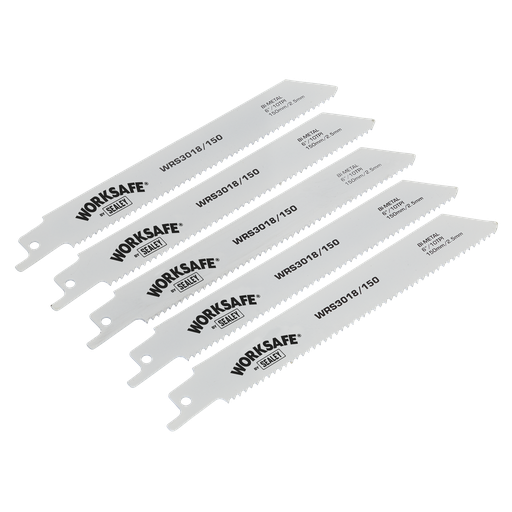 [WRS3018/150] Sealey Worksafe® Reciprocating Saw Blade 150mm 10tpi - Pack of 5