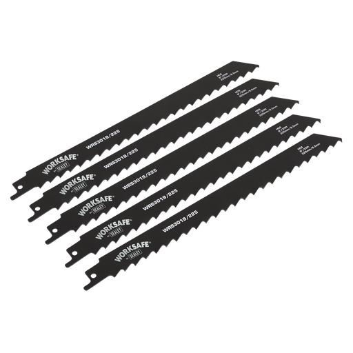 [WRS3019/225] Sealey Reciprocating Saw Blade for Wood 225mm 3tpi - Pack of 5