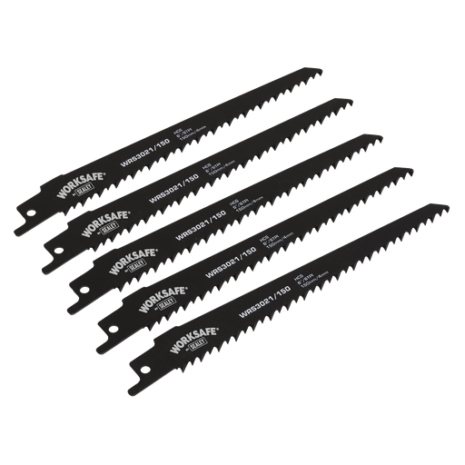 [WRS3021/150] Sealey Reciprocating Saw Blade 150mm 6tpi - Pack of 5
