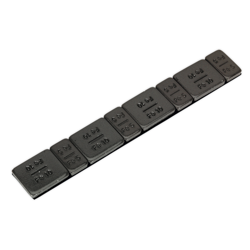 [WWSA510B] Sealey Zinc Plated Black Steel Adhesive Wheel Weight 5/10g Strip of 8 - Pack of 50