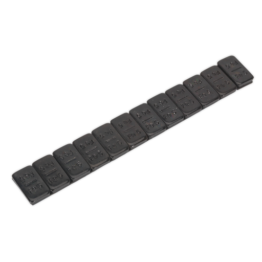 [WWSA5B] Sealey Zinc Plated Black Steel Adhesive Wheel Weight 5g Strip of 12 - Pack of 50
