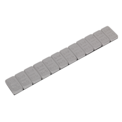 [WWSA5PC] Sealey Plastic Coated Zinc Plated Steel Adhesive Wheel Weight 5g Strip of 12 - Pack of 100
