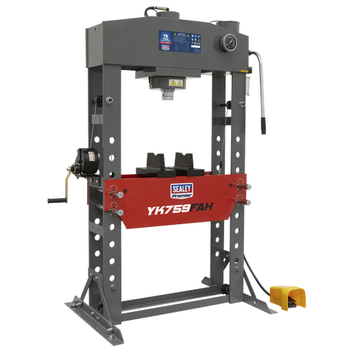 [YK759FAH] Sealey Premier Air/Hydraulic Floor Type Press with Foot Pedal 75 Tonne