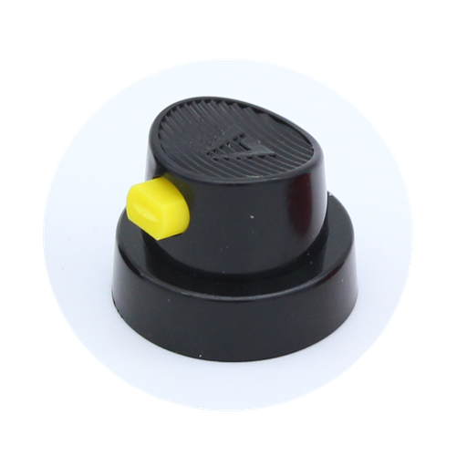 [F820-100] AEROSOL NOZZLE - FAN BLACK/YELLOW LOW OUTPUT (PACK OF 100)
