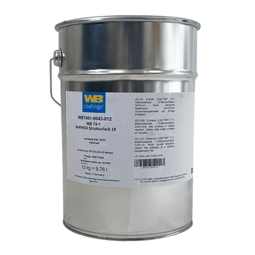 [WB7491-0043-012] WB WARNEX 74-1 Textured Lacquer 1K White RAL 9010 Semi-Matt 12KG