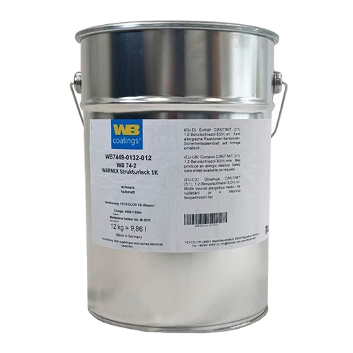 [WB7449-0132-012] WB WARNEX 74-2 Textured Lacquer 1K Black Semi-Matt 12KG