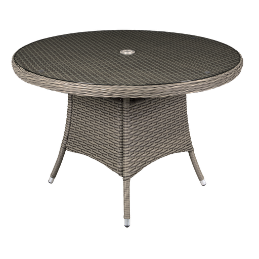 [DG66] Sealey Dellonda Chester Rattan Wicker Round Outdoor Dining Table with Tempered Glass Top