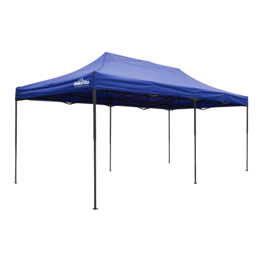 [DG139] Dellonda Premium 3x6m Pop-Up Gazebo, Heavy Duty, PVC Coated, Water-Resistant Fabric, Supplied with Carry Bag, Rope, Stakes & Weight Bags - Blue Canopy