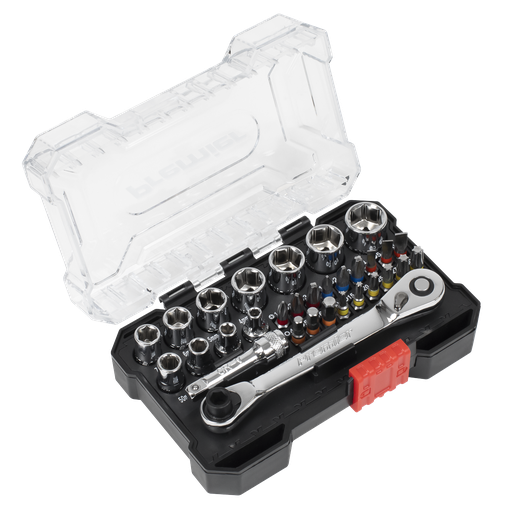 [AK2111] Sealey Premier Socket & Colour-Coded Bit Set 1/4"Sq Drive 31pc