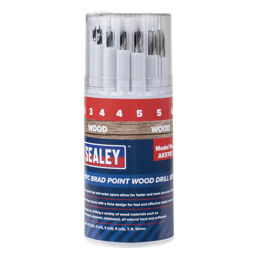 [AK5703] Sealey Brad Point Wood Drill Bit Set 11pc