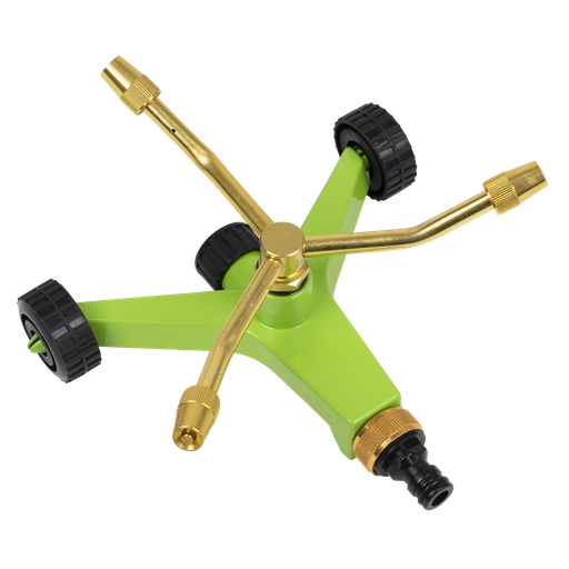 [JS2032] 3-Arm Brass Sprinkler with Metal Wheeled Base