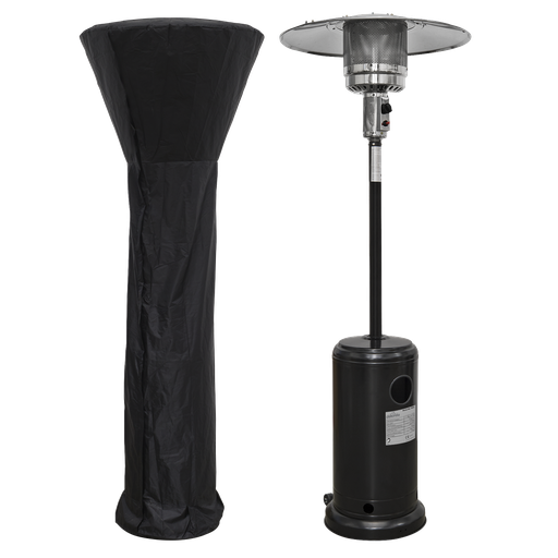 [DG220] Sealey Dellonda Freestanding Gas Patio Heater 13kW with wheels for Commercial & Domestic Use, Supplied with Cover, Black