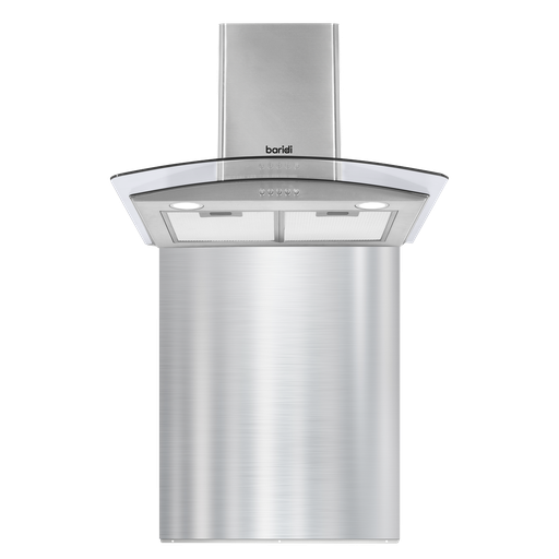 [DH208] Sealey Baridi Curved Glass Cooker Hood with Carbon Filters, LED Lights & Splashback 60cm - Stainless Steel