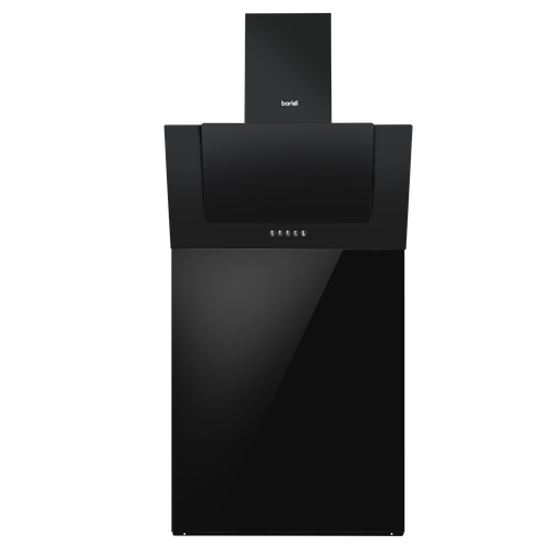 [DH210] Sealey Baridi Angled Chimney Cooker Hood with Carbon Filters, LED Lamp & Splashback - Black Glass