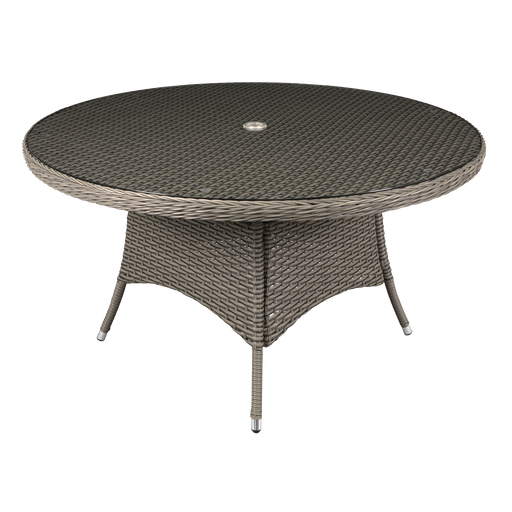 [DG67] Dellonda Chester Rattan Wicker Round Outdoor Dining Table with Tempered Glass Top