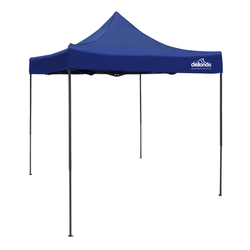 [DG127] Dellonda Premium 2x2m Pop-Up Gazebo, Heavy Duty, PVC Coated, Water-Resistant Fabric, Supplied with Carry Bag, Rope, Stakes & Weight Bags - Blue Canopy