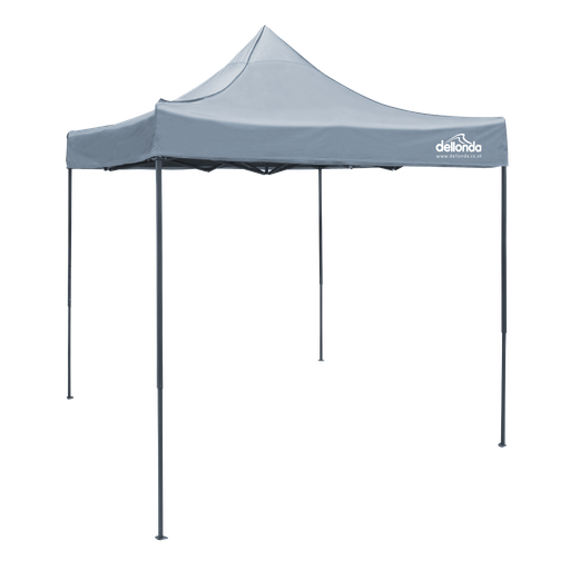 [DG129] Dellonda Premium 2 x 2m Pop-Up Gazebo, Heavy Duty, PVC Coated, Water-Resistant Fabric, Supplied with Carry Bag, Rope, Stakes & Weight Bags - Grey Canopy