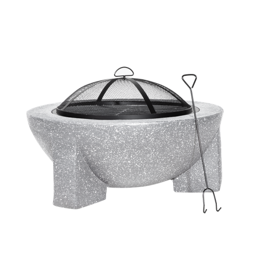 [DG190] Sealey Dellonda Round MgO Fire Pit with BBQ Grill, Ø75cm, Safety Mesh Screen - Light Grey