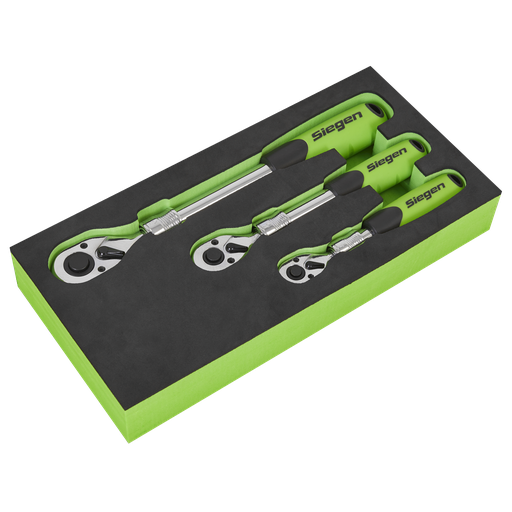 [S01285] Sealey Siegen Extendable Ratchet Wrench Set 3pc