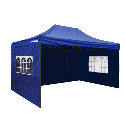 [DG169] Sealey Dellonda Premium 3x4.5m Pop-Up Gazebo & Side Walls, PVC Coated, Water Resistant Fabric with Carry Bag, Rope, Stakes & Weight Bags - Blue