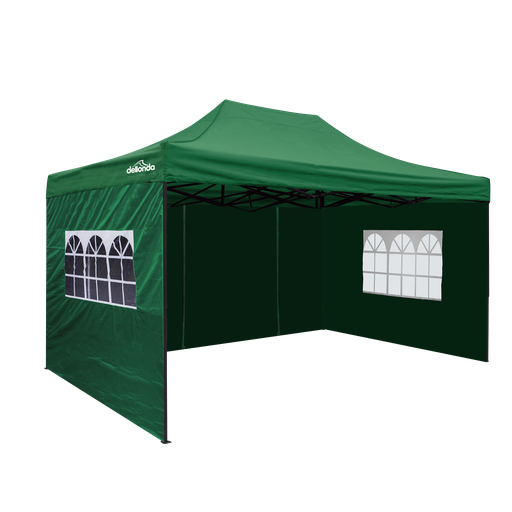 [DG170] Sealey Dellonda Premium 3x4.5m Pop-Up Gazebo & Side Walls, PVC Coated, Water Resistant Fabric with Carry Bag, Rope, Stakes & Weight Bags - Green