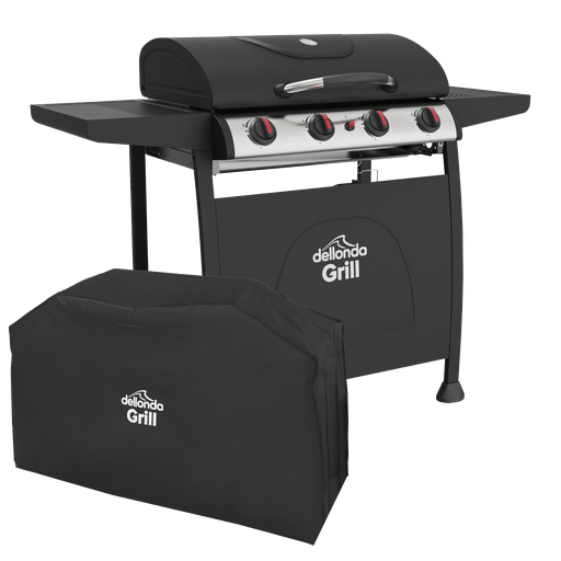 [DG229] Dellonda 4 Burner Gas BBQ Grill with Piezo Ignition, Thermometer & Cover