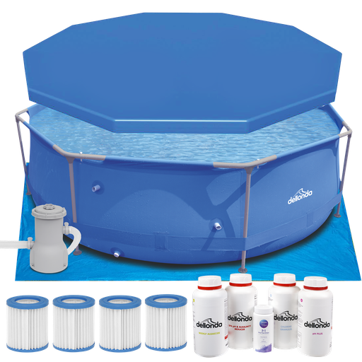 [DL137] Sealey Dellonda Steel Frame Round Swimming Pool & Filter Pump wi