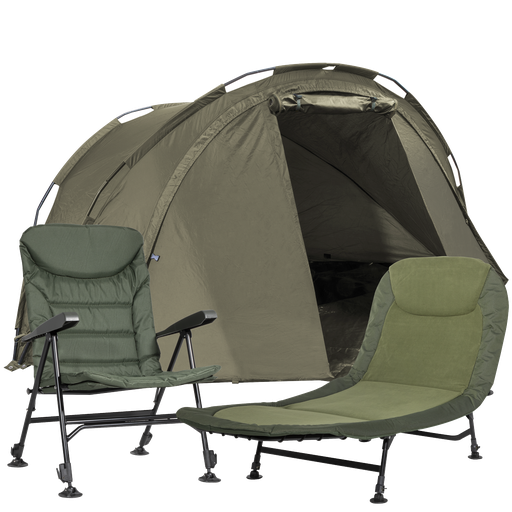 [DL143] Sealey Dellonda Two-Person Bivvy Tent, Reclining Chair & Bedchair Set