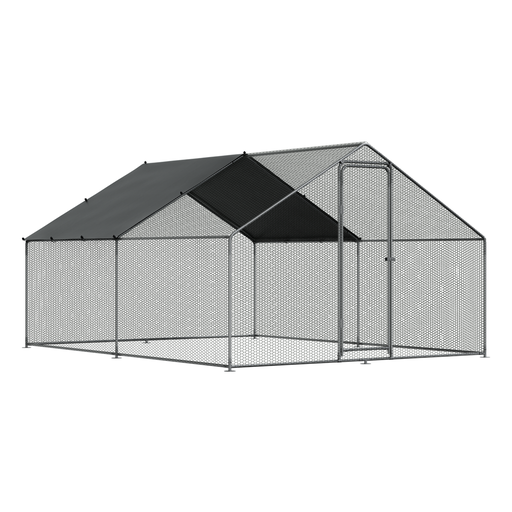[DG279] Dellonda Walk-In Galvanized Steel Chicken Run with Roof Cover & PVC Coated Chicken Wire