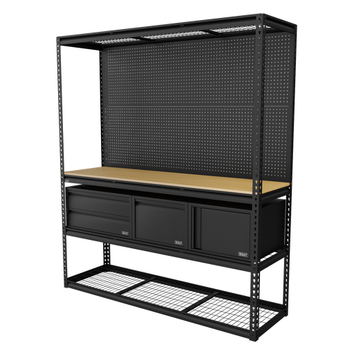 [APMWBCOMBO1] Heavy-Duty Modular Workbench & Racking Kit with 3 Storage Units
