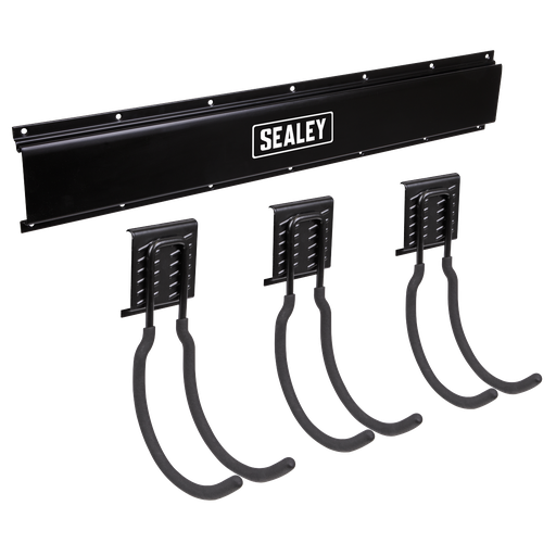 [APHKIT8] Sealey Wall Mounting Storage Rail with 3 Large Hooks